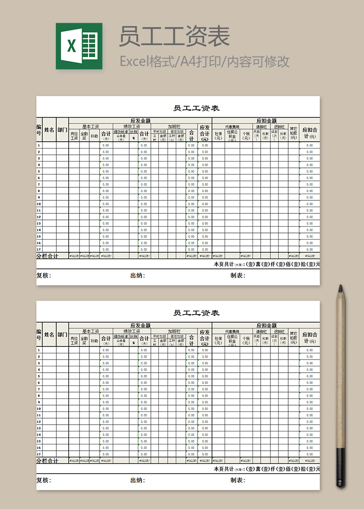 私企員工工資表