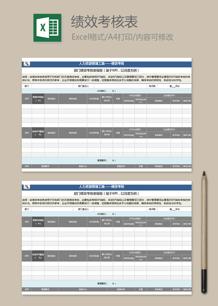 部門月績效考核表模板