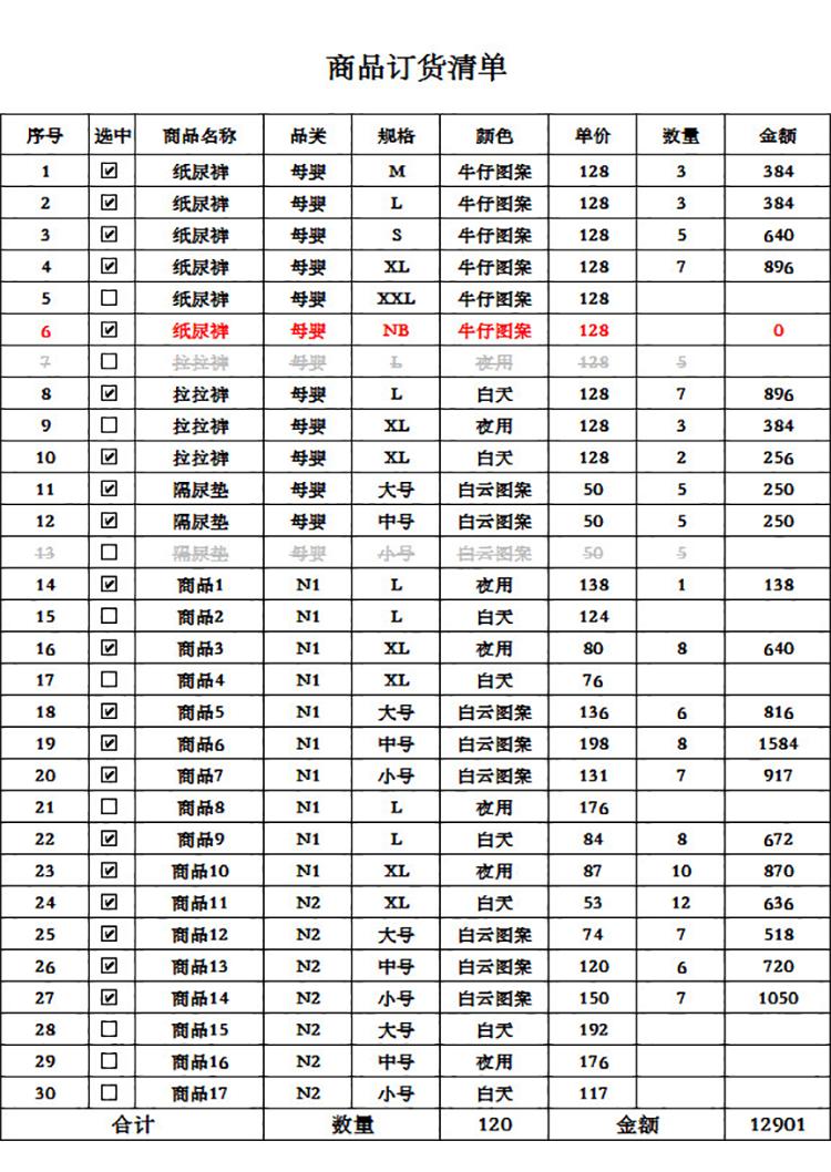 商品訂貨清單-1