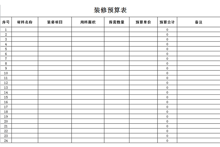高檔裝修預算表-1