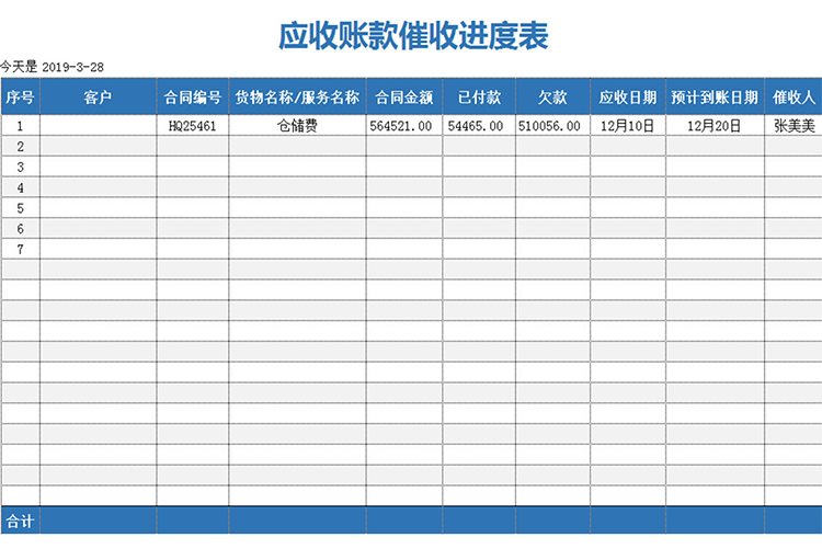 應收賬款催收進度表-1