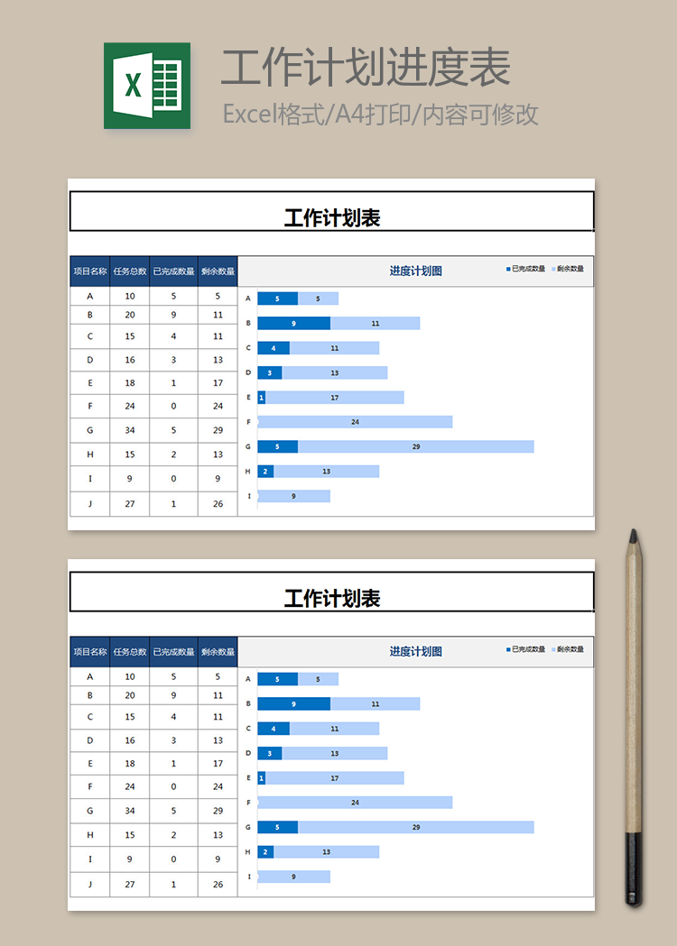 甘特圖工作計(jì)劃進(jìn)度表