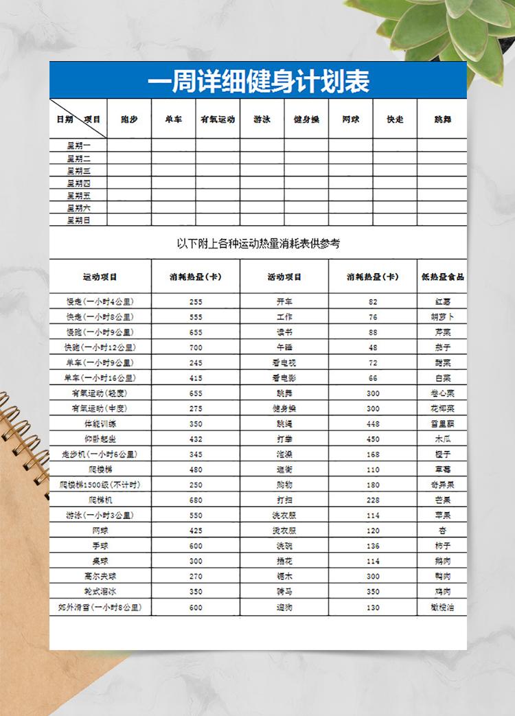 一周詳細(xì)健身計(jì)劃表