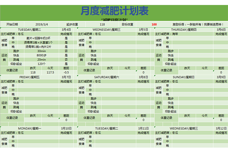 月度減肥計(jì)劃表-1