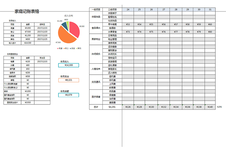 家庭記賬表格-1