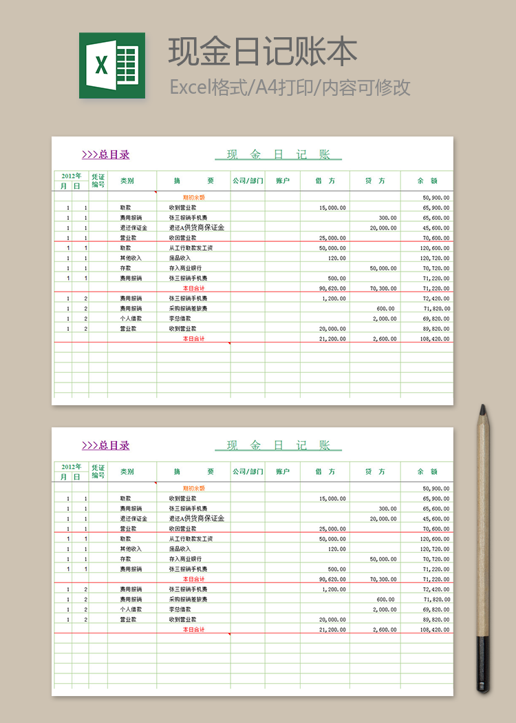 現金日記賬本