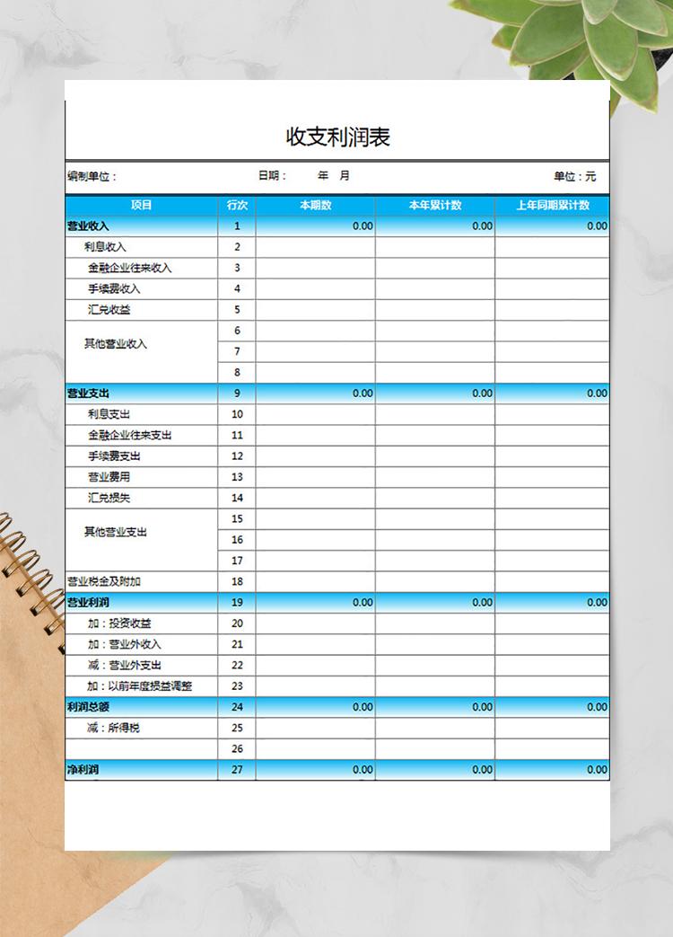 一般收支利潤表通用版