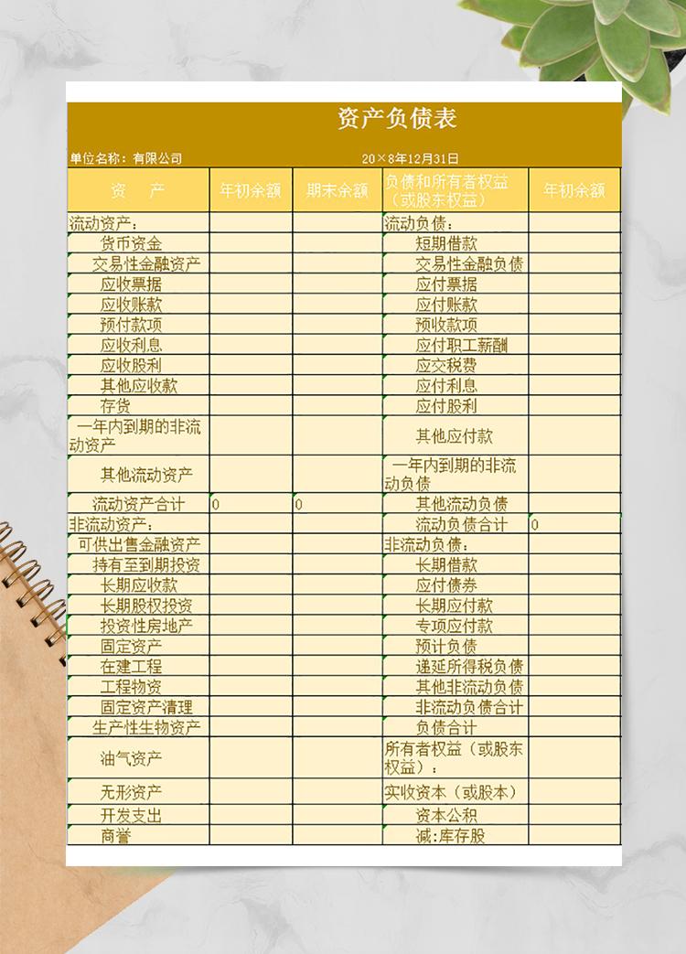 公司資產(chǎn)利潤負(fù)債表