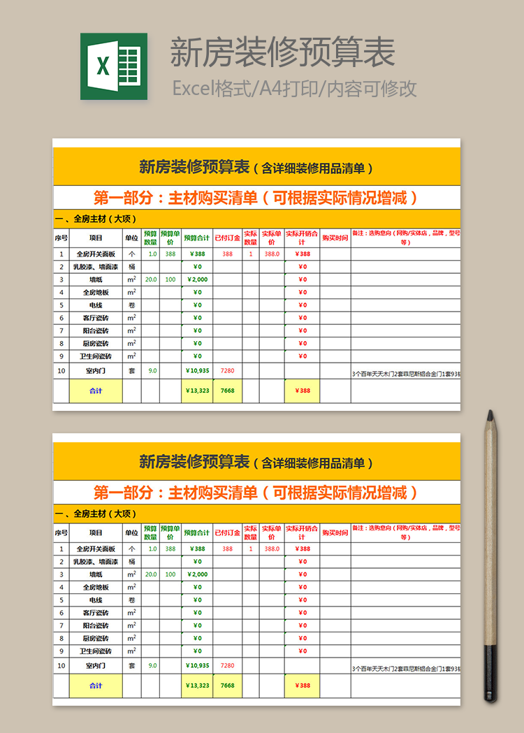 新房裝修用品清單