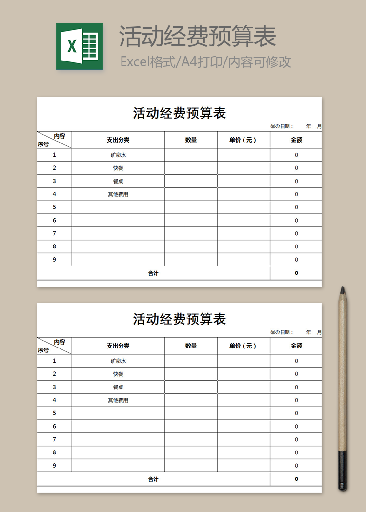 活動經費預算表