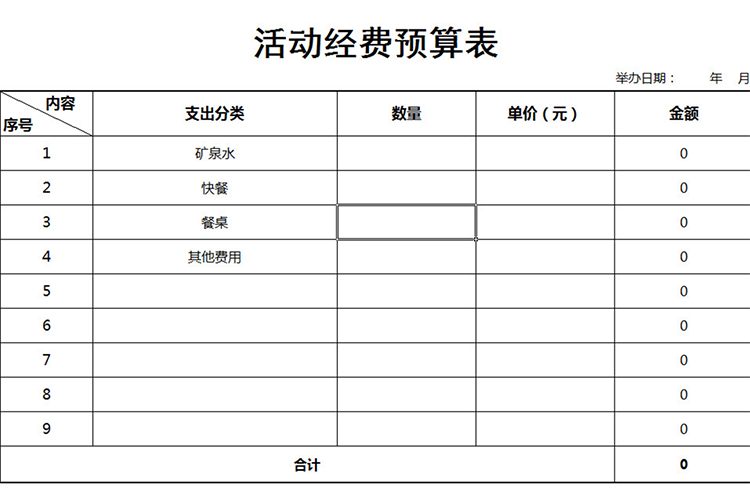 活動經費預算表-1