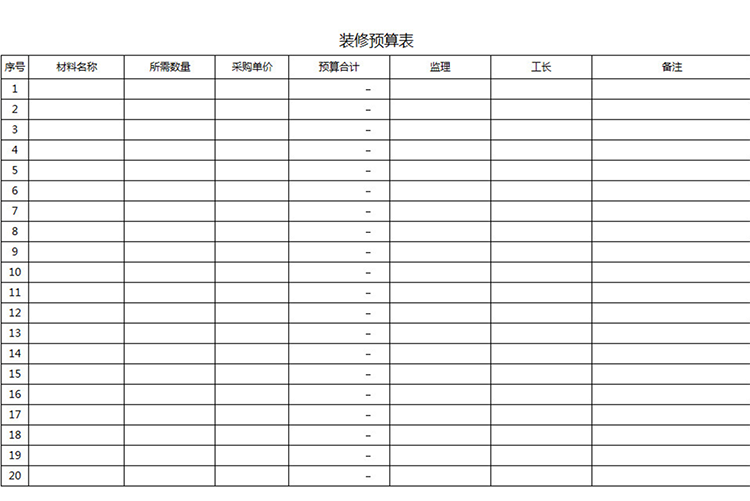 裝修預算表(自動計算)-1