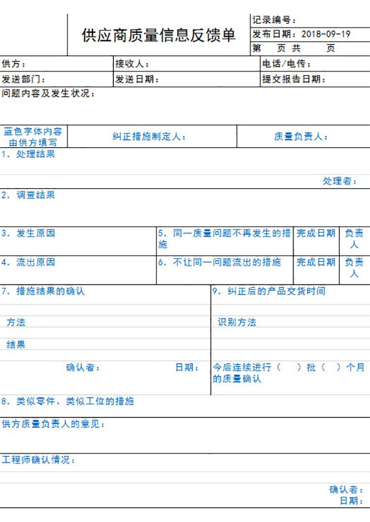 供應(yīng)商質(zhì)量信息反饋單-1