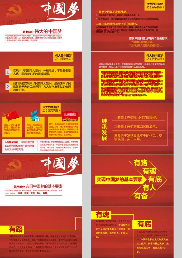 氣質(zhì)紅中國(guó)夢(mèng)學(xué)習(xí)ppt模板-3