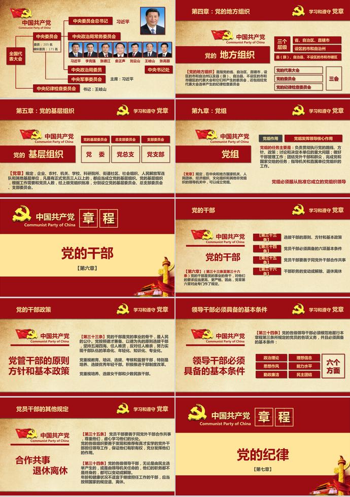 深紅色大氣共產(chǎn)黨章程學(xué)習(xí)ppt模板-5