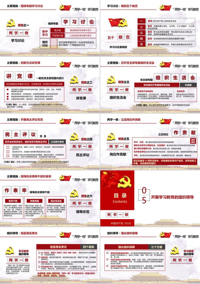 紅色高端兩學一做精神學習ppt模板-2