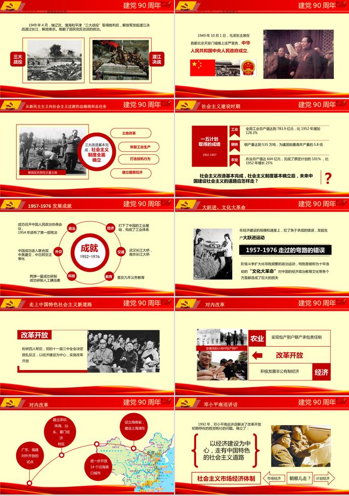 紅黃色質樸風黨課學習ppt模板-2