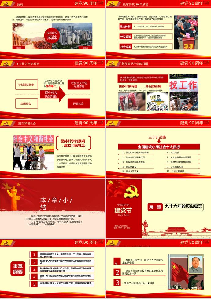 紅黃色質樸風黨課學習ppt模板-3