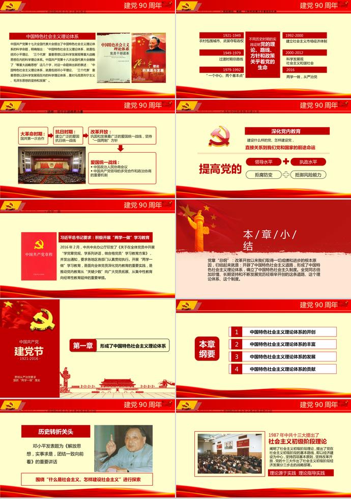 紅黃色質樸風黨課學習ppt模板-4