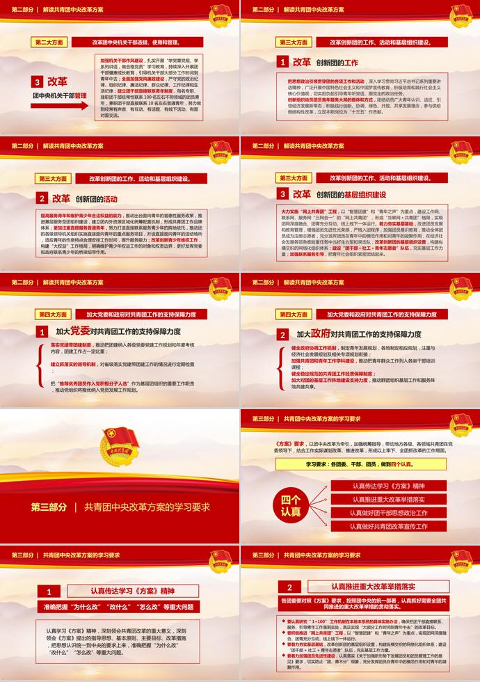 大紅色莊嚴(yán)共青團(tuán)中央改革方案ppt模板-2