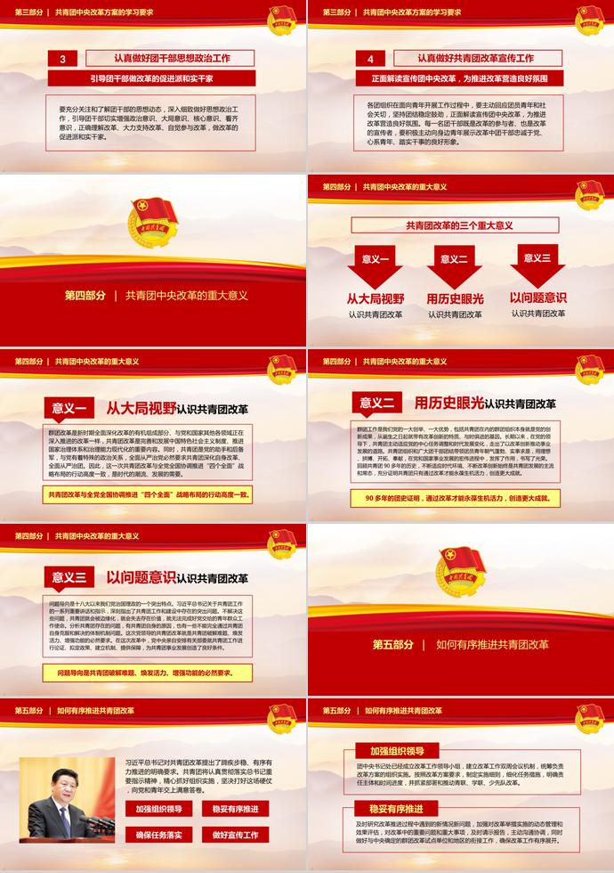 大紅色莊嚴(yán)共青團(tuán)中央改革方案ppt模板-3