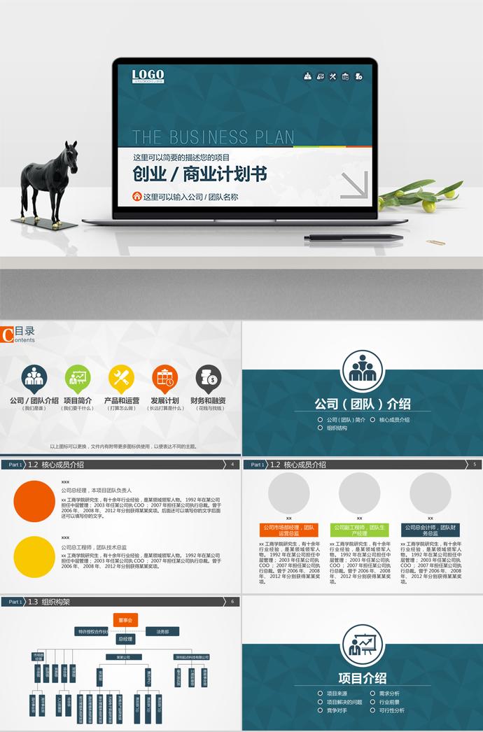 實用創業商業計劃書PPT模板
