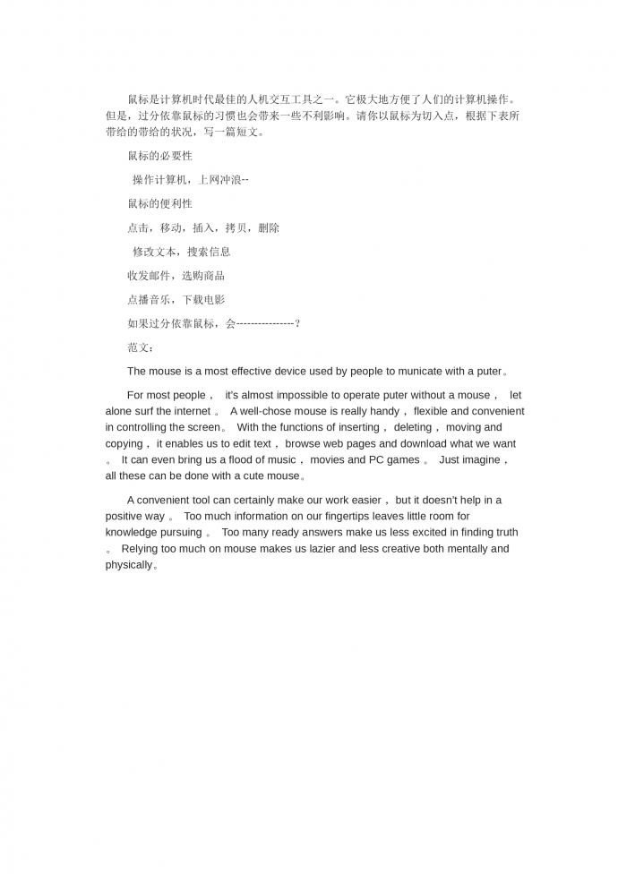 鼠標(biāo)-高考英語(yǔ)作文范文