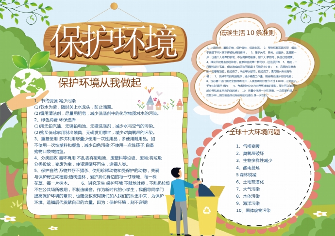 通用保護環境垃圾分類word小報