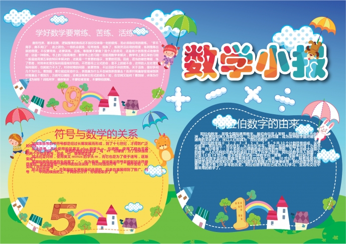 簡約可愛的卡通數學知識小報