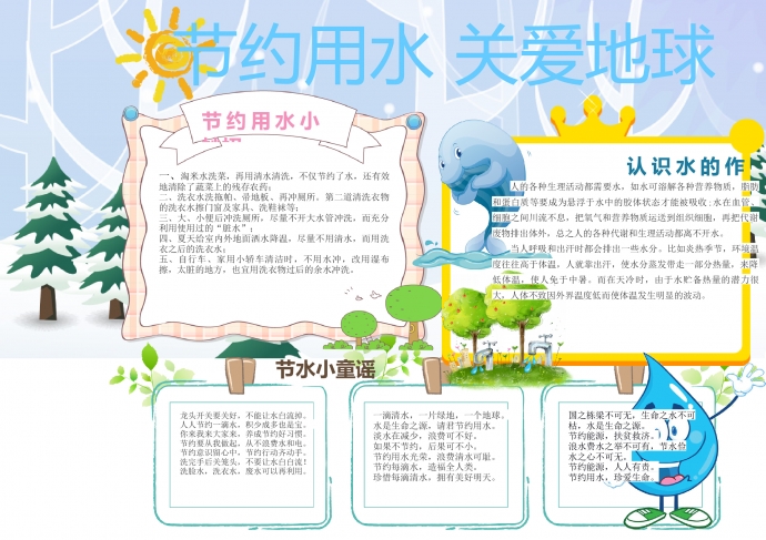節約用水電子小報環保小報手抄報