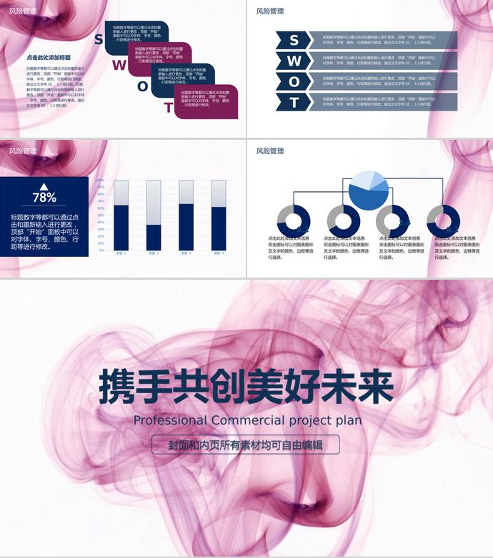 玫紅色創(chuàng)意線條商業(yè)項目計劃書-2