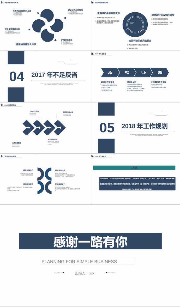 簡約實用工作總結計劃PPT模板-2