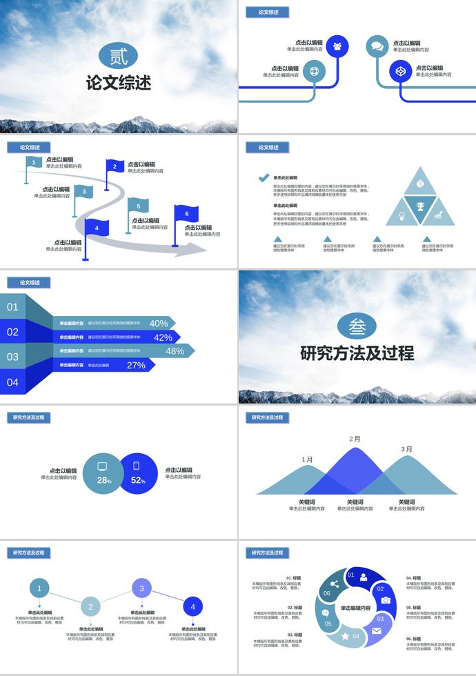 藍色大氣大學生畢業論文答辯模板-1