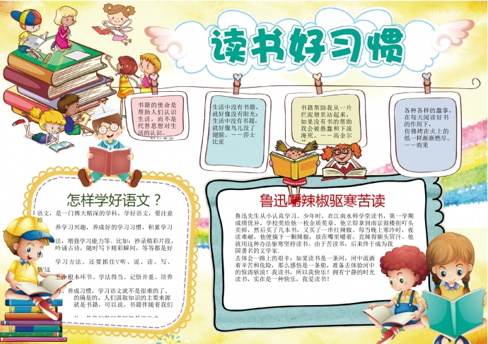 創意精美讀書好習慣多彩手抄報