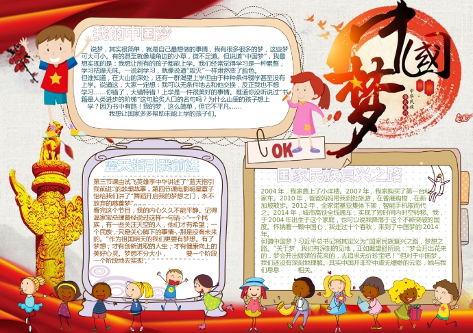 精美中國夢國家民族復興之路手抄報