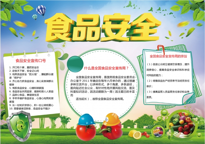 簡約通用全國食品安全宣傳周手抄報wps