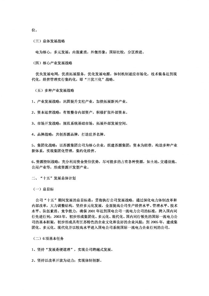 公司發展戰略及“十五”發展總體計劃-1
