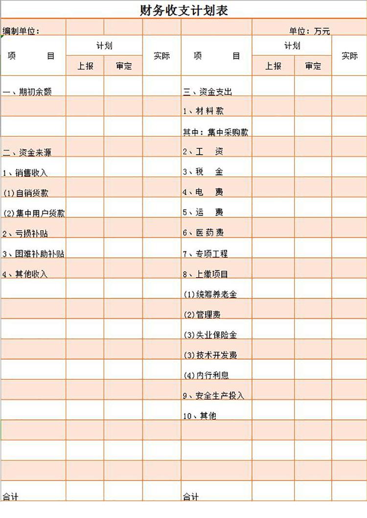 粉色財務收支計劃表-1