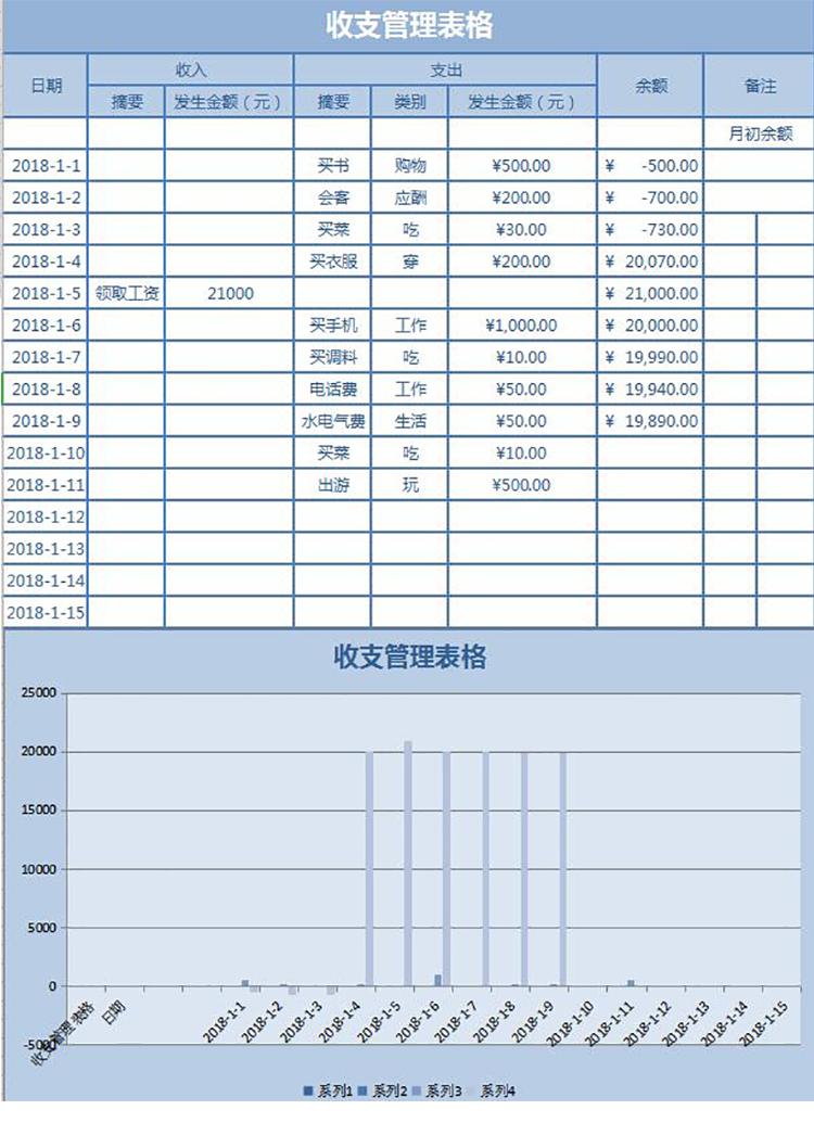 藍色收支明細管理表-1