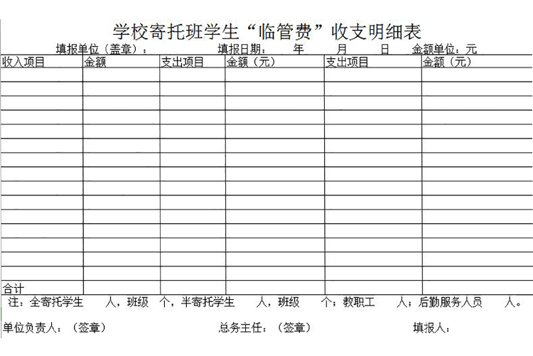 學校寄托班學生臨管費收支明細表-1