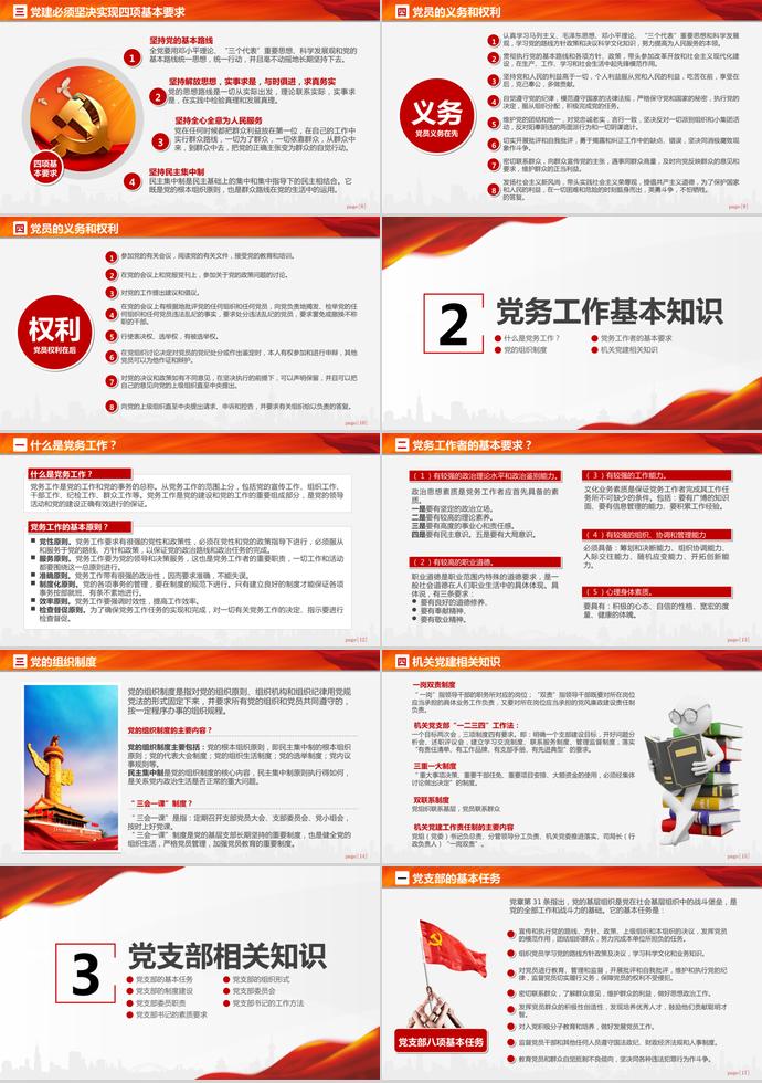 大紅風黨支部黨務工作知識培訓課程PPT模板-1