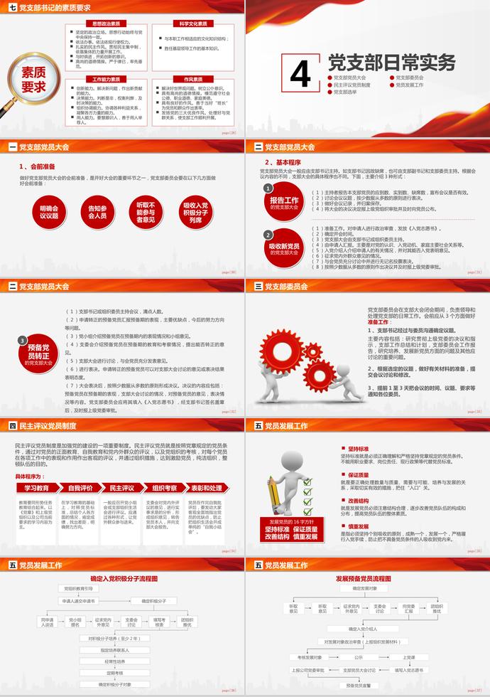 大紅風黨支部黨務工作知識培訓課程PPT模板-3