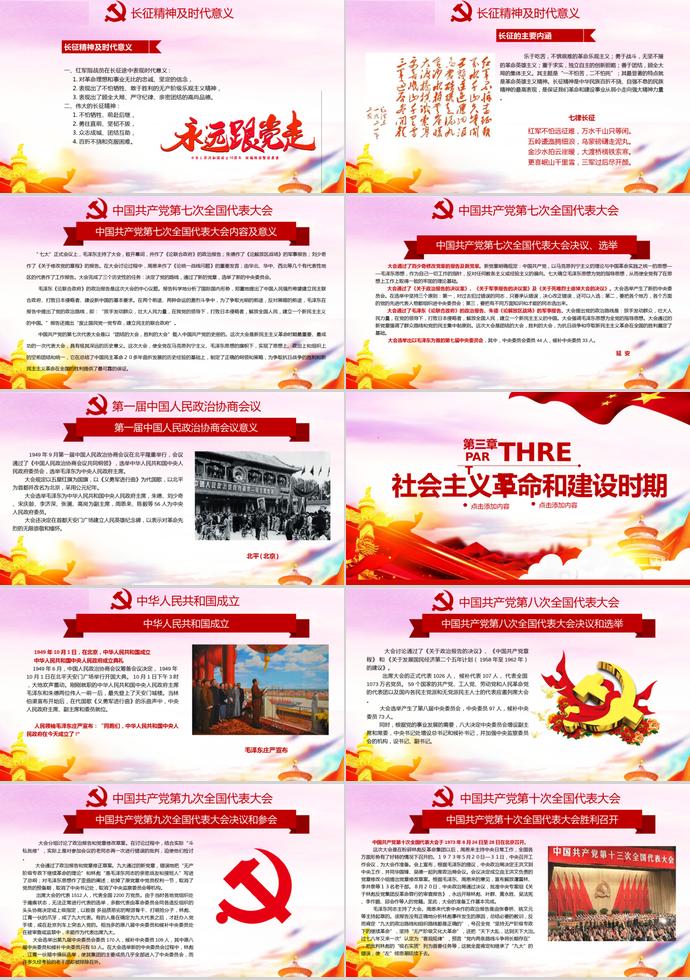 金紅炫彩風熱烈慶祝建黨節98周年PPT模板-4