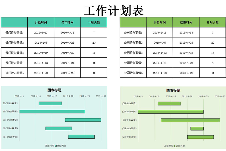 藍綠風部門工作計劃表甘特圖模板-1