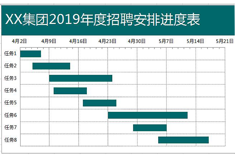 墨綠淺綠風(fēng)招聘安排表甘特圖模板-1