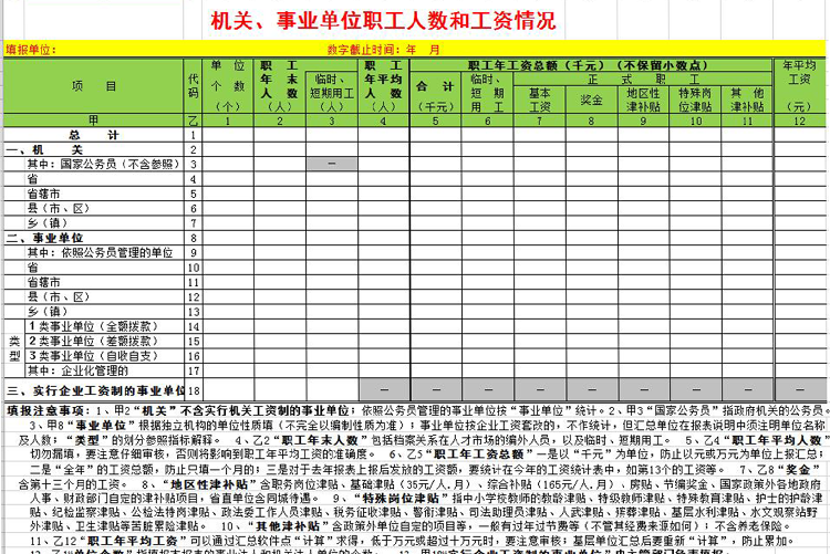 機關事業單位工資表職工人數-1