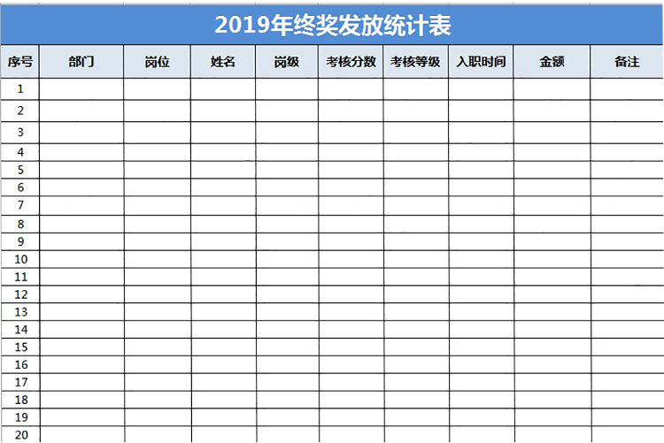 企業員工年終獎發放工資表模板-1