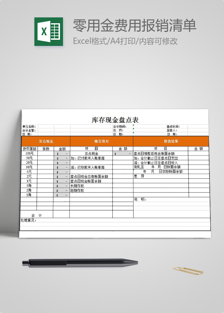 零用金費用報銷清單
