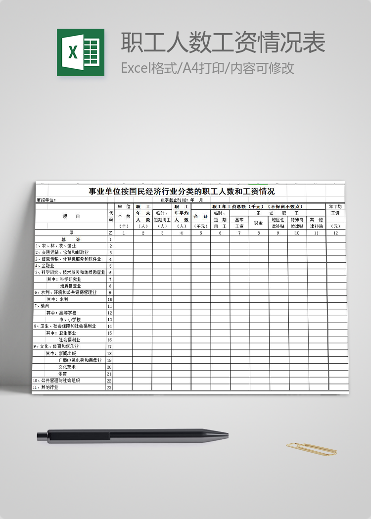 國民經(jīng)濟行業(yè)分類職工人數(shù)和工資情況