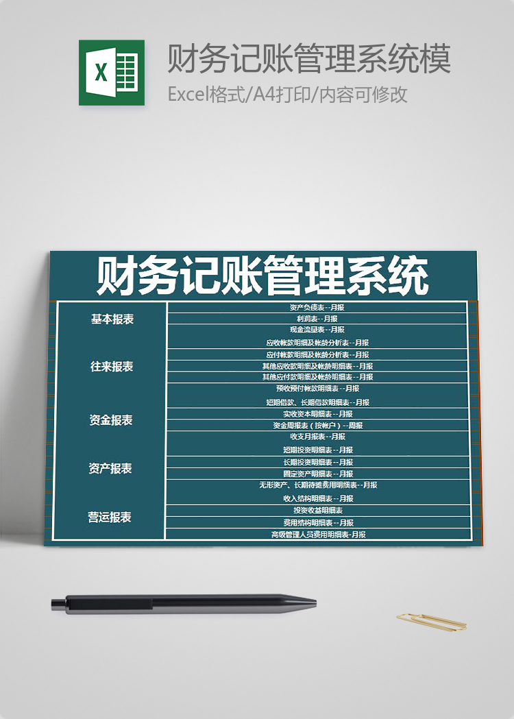 財務記賬管理系統模板